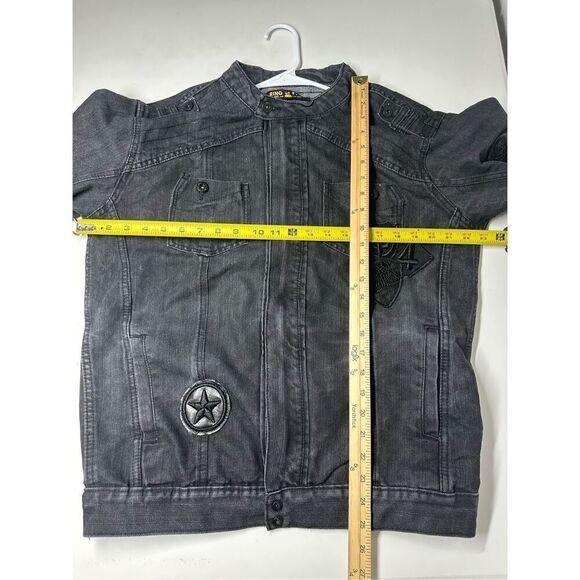 Ring of Fire Men's Black Zip Denim Jacket Size L - Picture 8 of 12